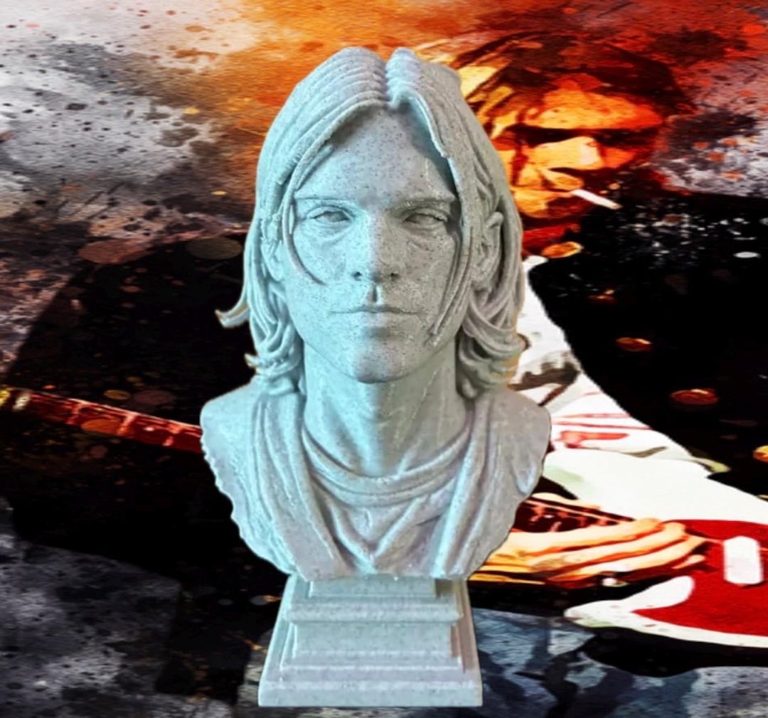 Kurt Cobain Bust High Relief Fan ART Statue 3d Printed 20 Cm Tall ...