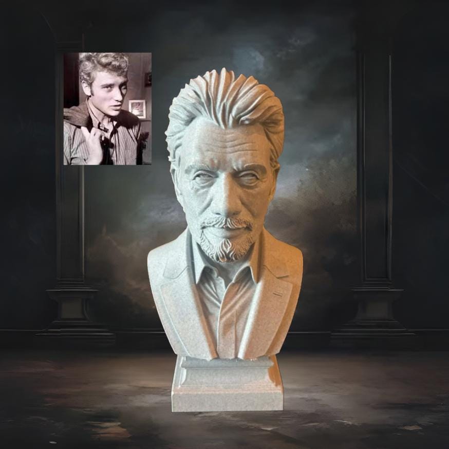com - Ancien Buste De johnny hallyday Signé Signature A com - Ancien Buste De johnny hallyday Signé Signature A