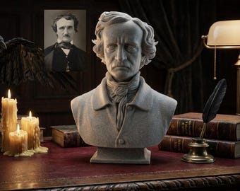Edgar Allan Poe Bust gothic author Sculpture, Home Office Decor Desk accessories office decor Birthday gift Edgar Poe bust