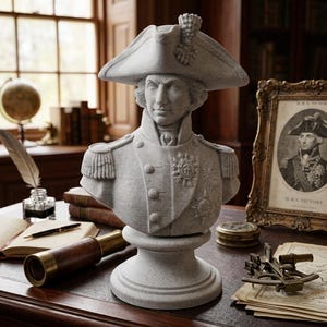 Lord Horatio Nelson Statue - Naval Commander Bust for Executive Desk - Nautical History Gift for Boss, Office Decor,  Historians V2