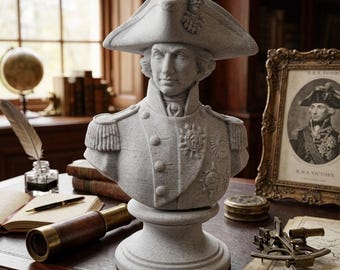 Lord Horatio Nelson Statue - Naval Commander Bust for Executive Desk - Nautical History Gift for Boss, Office Decor, &Military Historians V2