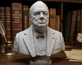 Winston Churchill Figure, Historical Bust Statue, Office Decor, Desk Accessory, Gift for History Buffs, British Icon Sculpture