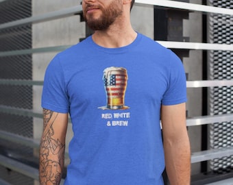 Rödvit och öl-t-shirt: Patriotisk 4 juli-öltröja