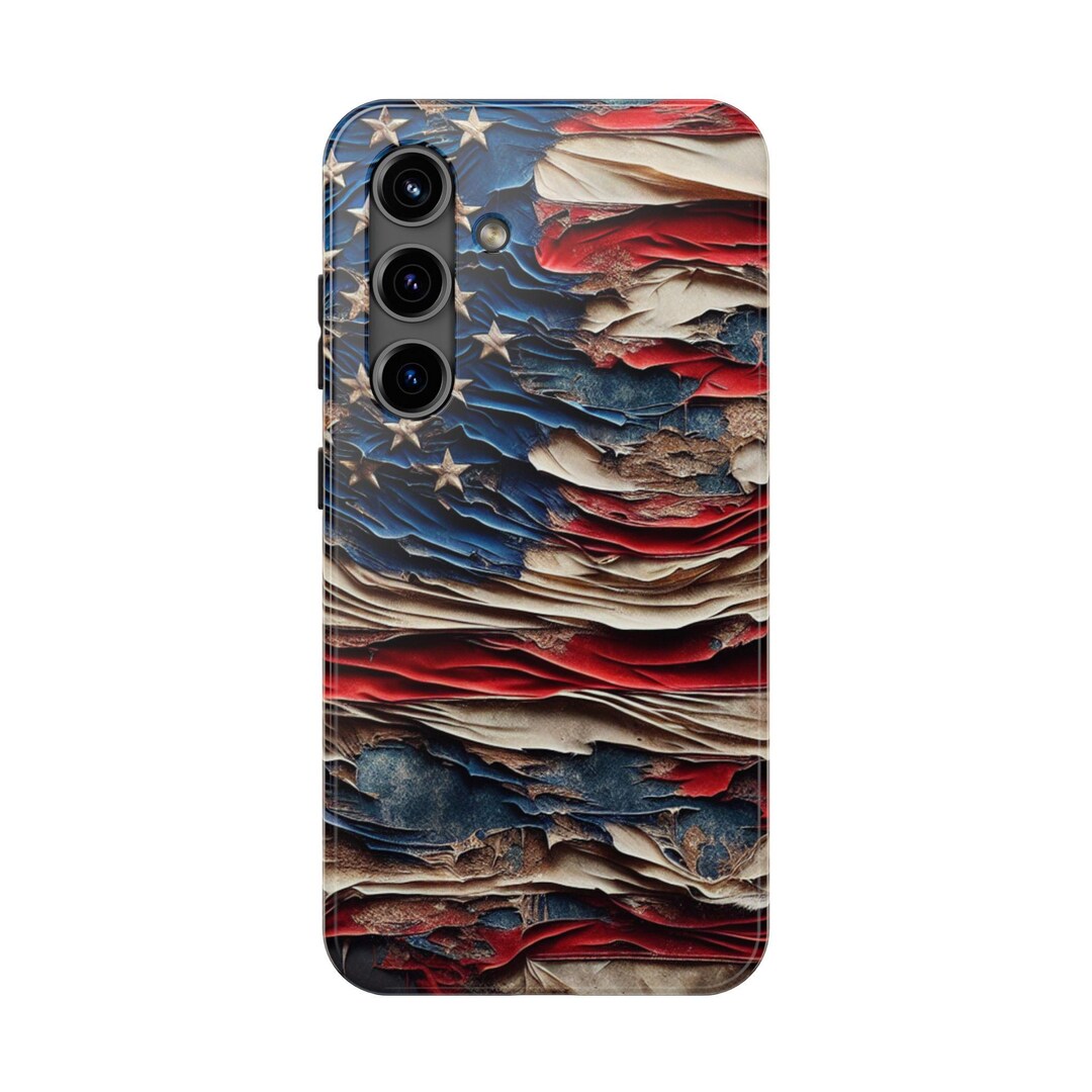 Distressed American Flag Tough Phone Case | Galaxy Protective Cover - Etsy