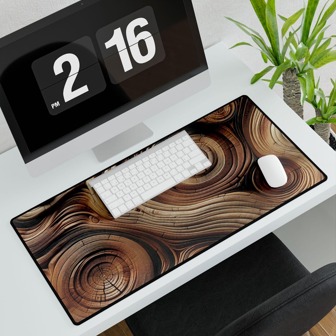 Wood Grain Desk Mat: Rustic Office Table Protector, Non-slip Neoprene ...