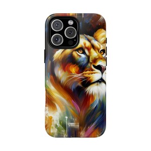 Lion Tough iPhone Case, Abstract Animal Accessories, Wild Lion Cool Phone Cover, Rugged Lion Print Case, Unique Animal Lover Gift, Modern