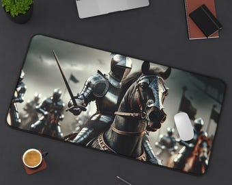 Medieval Knight Desk Mat: Neoprene Gaming Mouse Pad