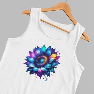 Colorful Sunflower Tank Top, Floral Sleeveless Shirt, Nature Lover Gift, Summer T-shirt, Botanical Tank, Flower Design, Gift for Her
