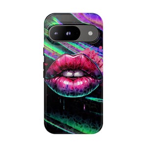 Étui de téléphone résistant aux lèvres graffiti graffiti, art abstrait, amateur de rouge à lèvres, cadeau pour elle, cadeau d&#39;anniversaire, cadeau élégant, cadeau unique, cadeau pour maman