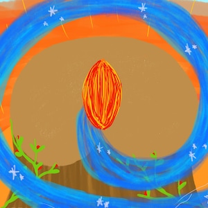 Portal del parto - dibujo personalizado basado en el relato del nacimiento y las cartas astrales de madre e hij@