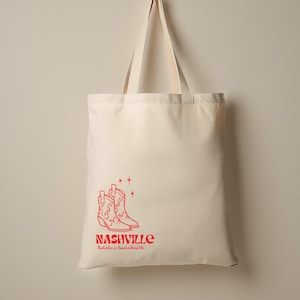 Custom Nashville Bachelorette Tote Bag – Personalized Bachelorette Favor, Nashville Party, Cowboy Boot Tote, Nash Bach, Let&#39;s Go Girls Tote