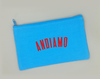Custom Cotton Canvas Makeup Bag: Andiamo Travel Pouch