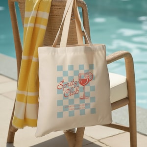 Custom Bachelorette Tote Bag: Checkered Aperol Spritz Design
