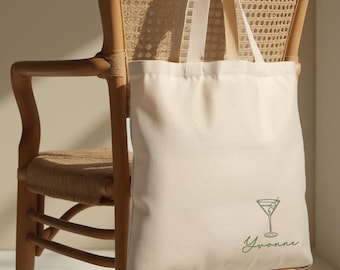 Personalized Martini Bachelorette Party Tote Bag: Custom Cocktail Favor