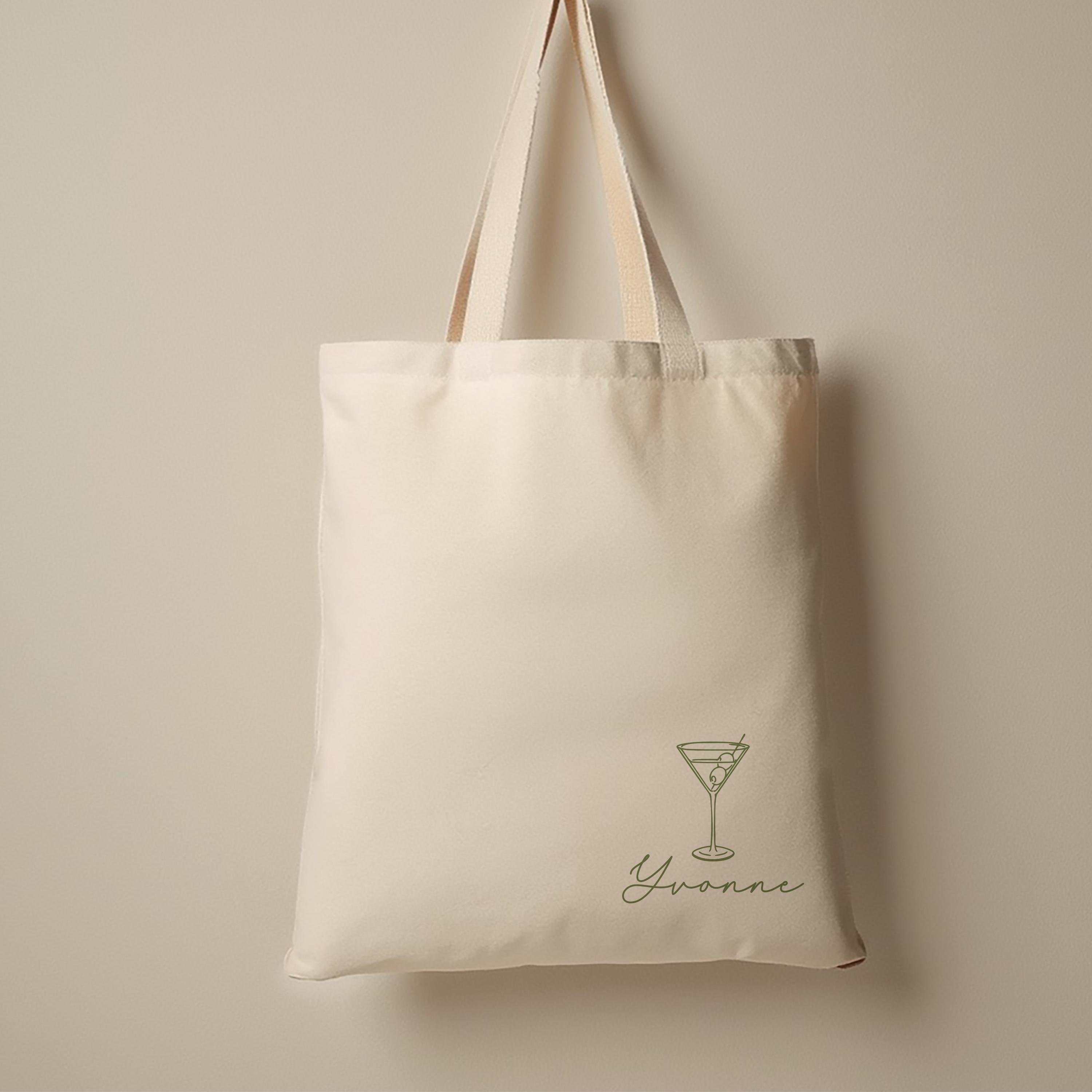 Personalized Martini Bachelorette Party Tote Bag: Custom Cocktail Favor