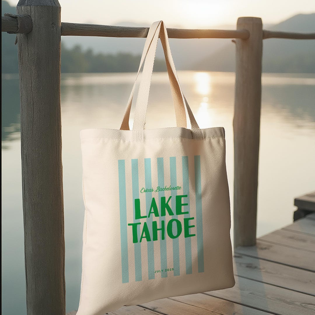 Custom Bachelorette Party Tote Bag: Lake Tahoe Striped Design - Etsy