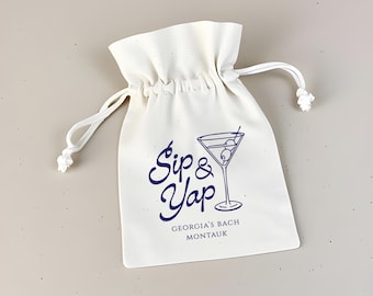 Custom Bachelorette Hangover Kit: Martini Lover Cotton Favor Bag