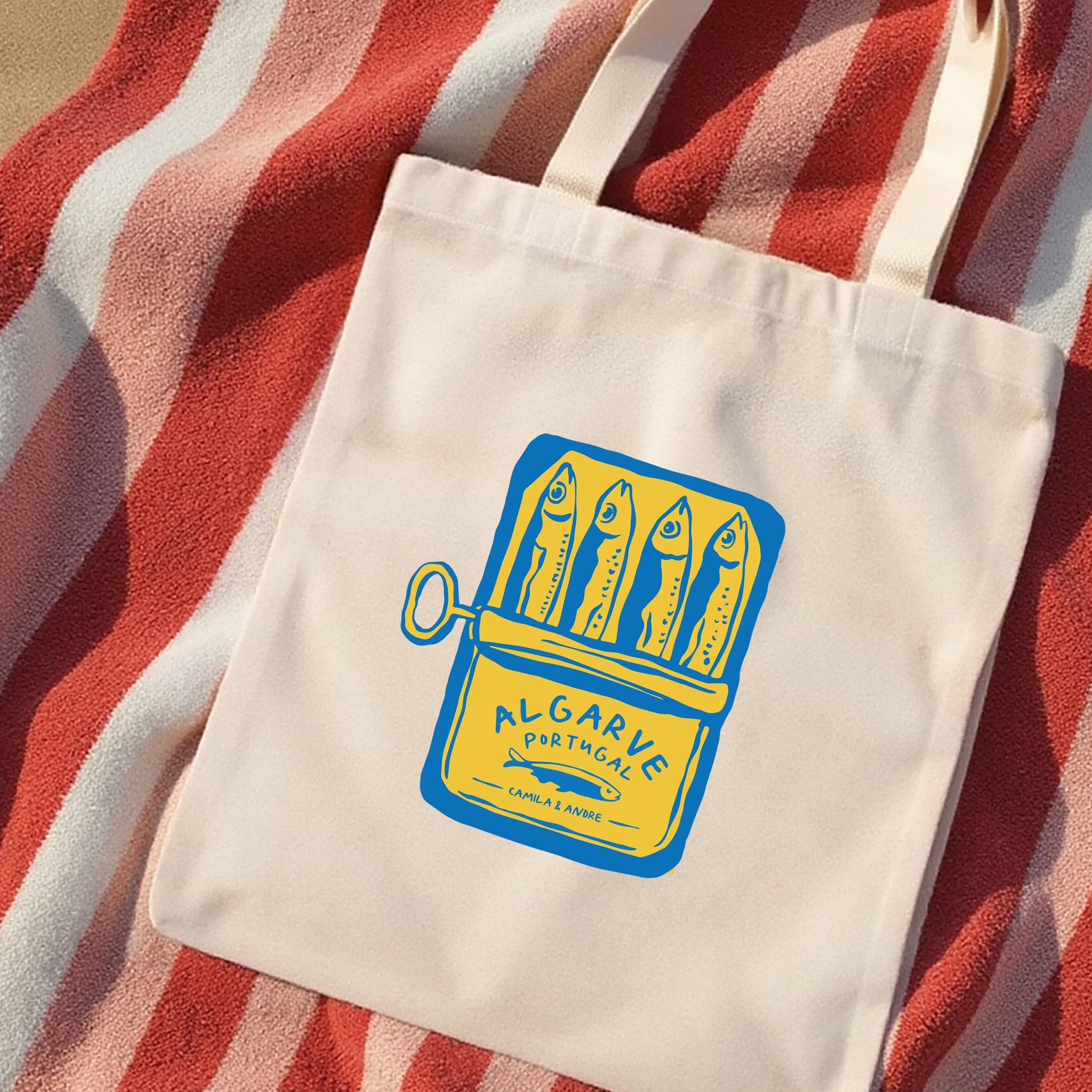 Custom Tin Fish Cotton Tote Bag: Bachelorette Favor
