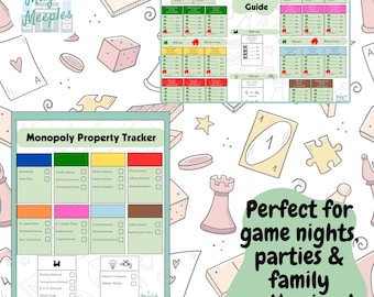 Monopoly Property Tracker & Guide Printable - Editable Canva Template for Ultimate Game Night Companion, Family Game Nights Board Game