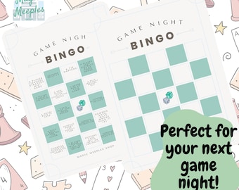 Edytowalna karta bingo DIY na wieczór gier | Natychmiastowe pobranie pliku PDF do druku | Edytowalny szablon Canva Impreza z grami planszowymi | Rodzinny wieczór gier