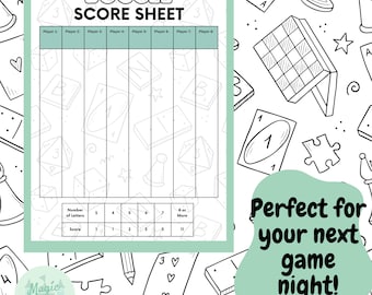 Printable Boggle Score Sheet - Instant Digital Download in PDF Format for Easy Gameplay, Perfect for Game Nights