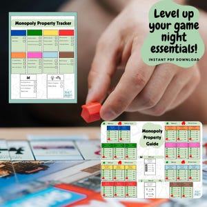 Monopoly Fastighetsspårare och guide utskrivbar - Redigerbar Canva-mall för ultimat spelkvällskompis, familjespelkvällar brädspel bild 4