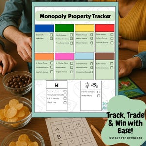 Monopoly Fastighetsspårare och guide utskrivbar - Redigerbar Canva-mall för ultimat spelkvällskompis, familjespelkvällar brädspel bild 8