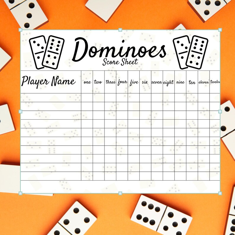 Dominoes Game Night Scorecard Printable Score Sheet for Dominoes