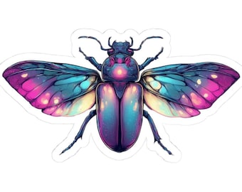 Vibrant Beetle Vinyl Sticker | Colorful Insect Decal | Eco Friendly
