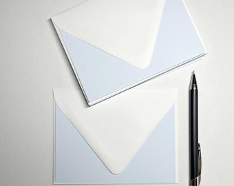 Set of 8 Cotton Cards with Envelopes – Soft Blue, Blank Flat Cards