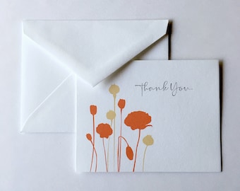 Modern Poppy Thank You Cards