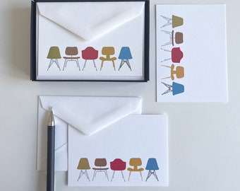 SAMPLE SALE! Colorful Eames Chairs Boxed Cards 3.5" x 5" Small Notecards