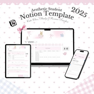 Ästhetische Studenten Notion Vorlage | Niedlicher Kurs-, Lern- & Rückblick
