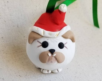 Bulldog Mini Santa Ornament