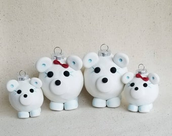 Polar Bear Family Christmas Ornaments