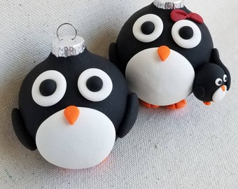 Penguin and Baby Boy Christmas Ornaments