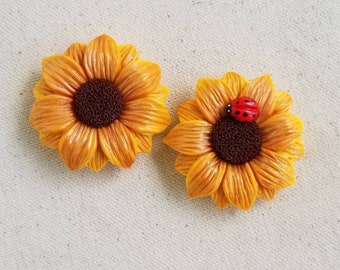 Sunflower and Ladybug Refrigerator Magnets