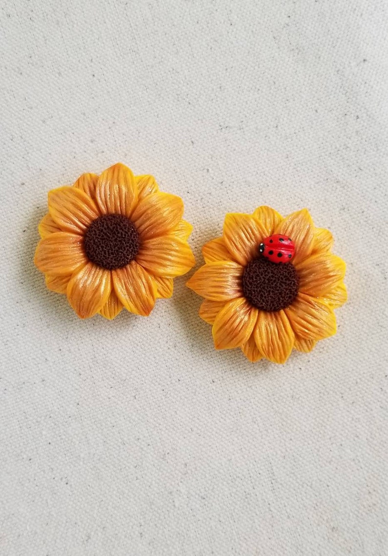 Sunflower and Ladybug Refrigerator Magnets image 1
