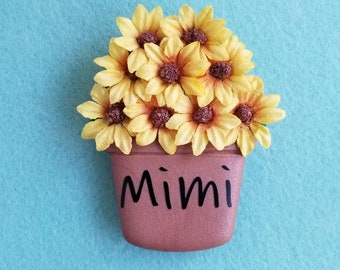 Mimi Sunflower Pot, Refrigerator Magnet