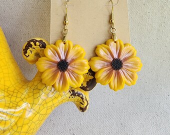 Yellow Flower Polymer Clay Earrings