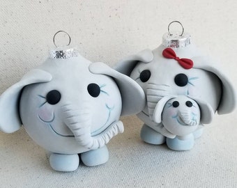 Elephant and Baby Christmas Ornaments