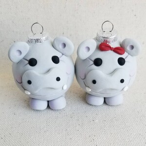 Hippo Mini Christmas Ornaments