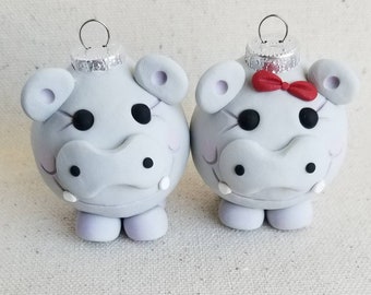 Hippo Mini Christmas Ornaments