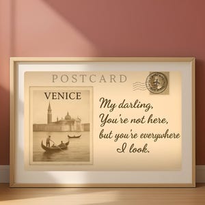 Impression de carte postale vintage romantique, art mural imprimable, affiche horizontale tendance, décoration relation longue Distance, téléchargement numérique