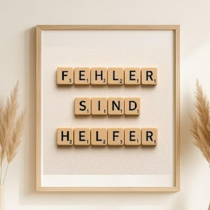 Wandbild "Fehler sind Helfer" I Sprücheposter positives Mindset I Für Scrabble-Fans I Scrabble Kunst I Motivationsspruch I Wandkunst