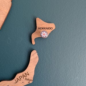 Vlaggen push pin voor houten wereldkaart Hokkaido vlag kaart pin - Japans eiland - Japan Enjoy the wood - ontbrekende kaart pin