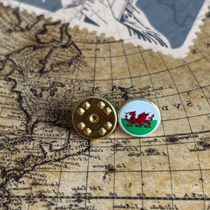 Wales flag Pin Badge  - Welsh Flag - lapel pin 10mm - resin and Metal - wedding favours