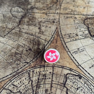 Hong Kong flag Map pin - Flags Push Pin for wooden world map  Hong Kong Map pin - Enjoy the wood - missing map pin