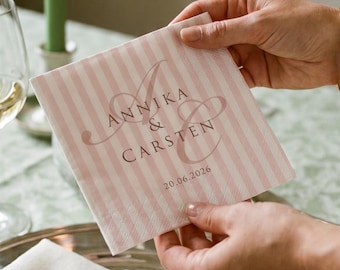 Custom Wedding Napkins with Text - Personalized Wedding Cocktail Napkins - Bridal Shower & Engagement Party Decor