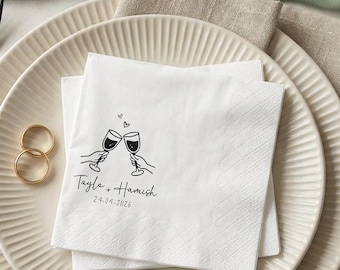 Custom Cocktail Napkins with Text - Personalized Wedding Cocktail Napkins - Bridal Shower & Engagement Party Decor